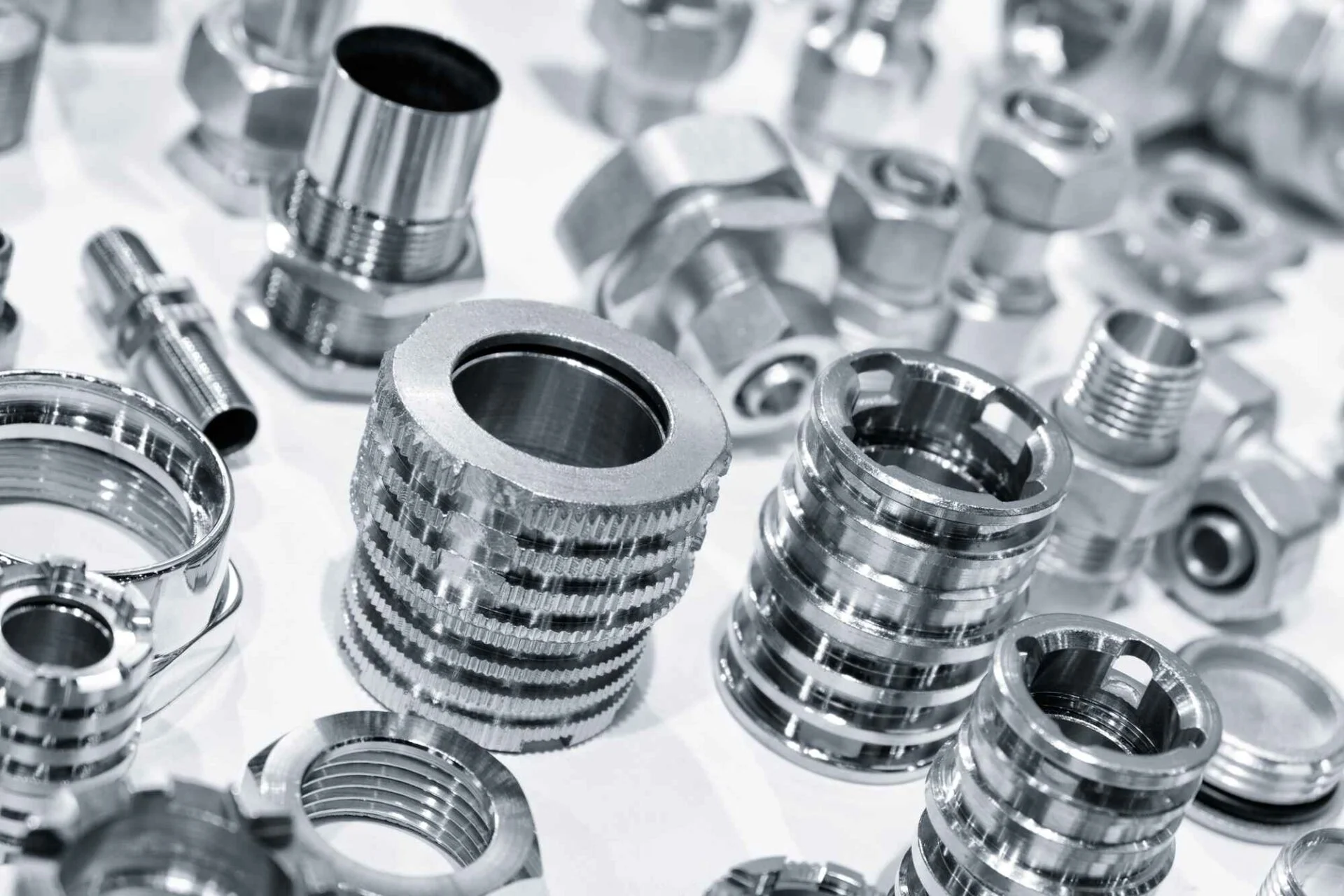 Macro view of precision-machined titanium surface texture