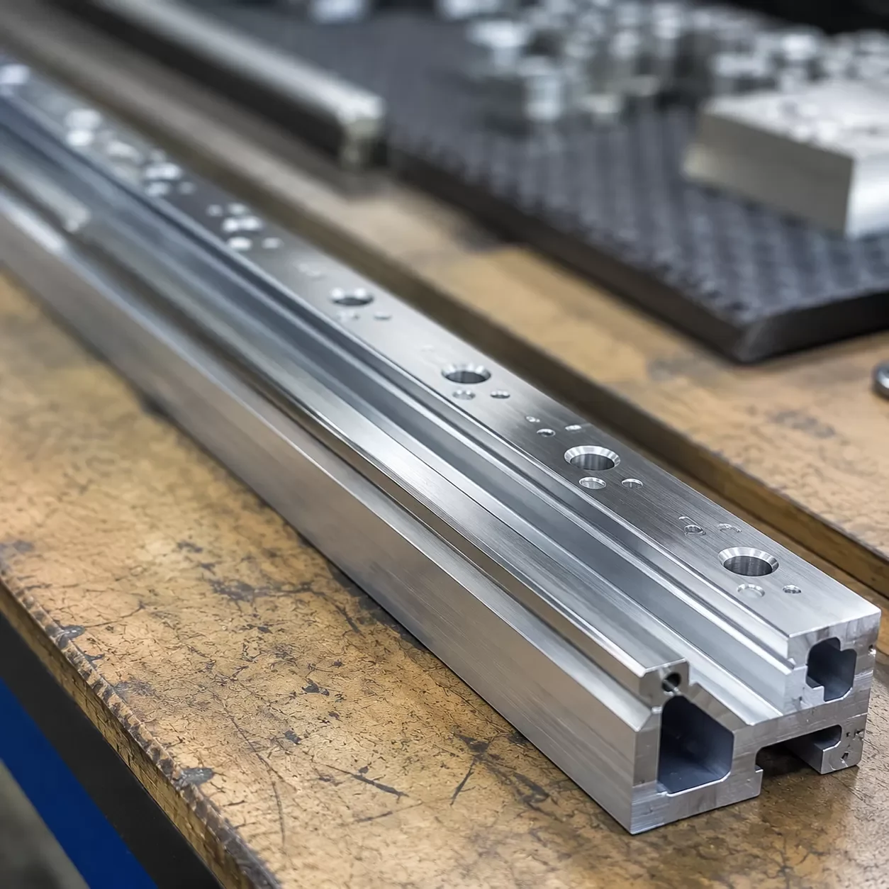 CNC guide rail and transfer part for packaging conveyor system